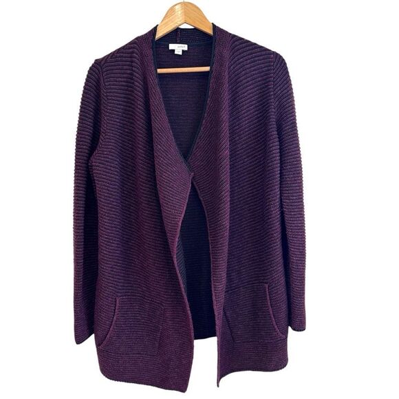 J Jill Maroon Ribbed Knit Open Cardigan Sweater Size Small - Picture 1 of 7